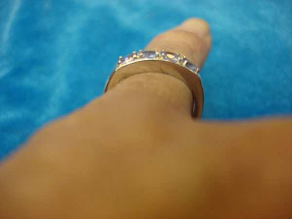 Elegant Sterling Silver Ring with Purple Stones - Size 8