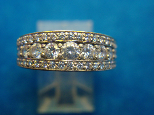 Sterling Silver Simulated Diamond Ring - Size 7 3/4 - Sparkling Statement Jewelry