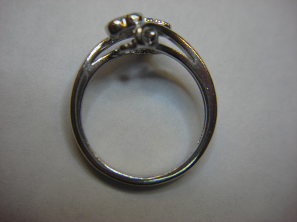 Sterling Silver Two Hearts Diamond Ring - Size 7, Pre-Owned - Excellent Condition