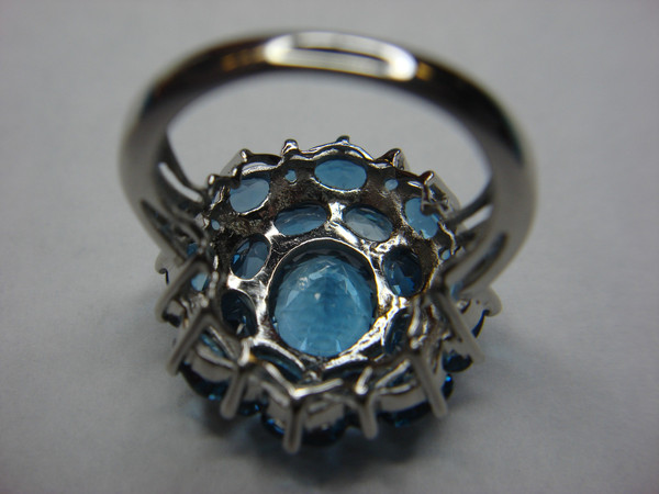 Stunning Blue Stone Cocktail Ring | Sterling Silver Size 7