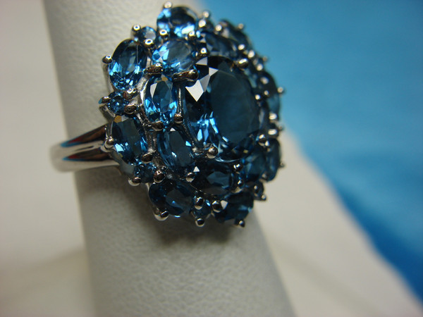 Stunning Blue Stone Cocktail Ring | Sterling Silver Size 7