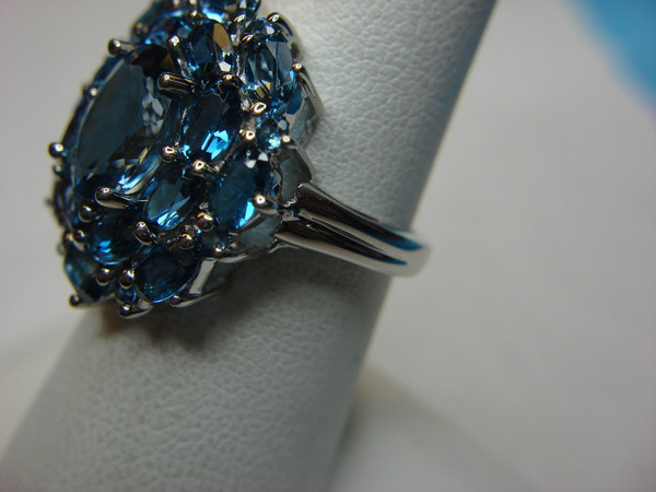 Stunning Blue Stone Cocktail Ring | Sterling Silver Size 7