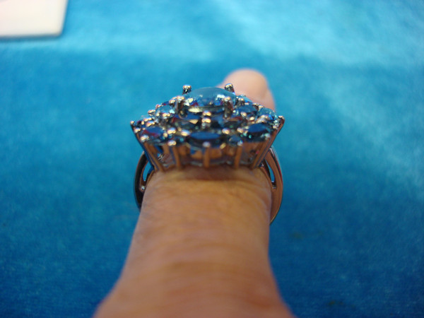 Stunning Blue Stone Cocktail Ring | Sterling Silver Size 7