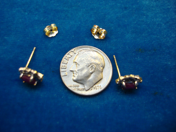 14K Yellow Gold Ruby & Diamond Stud Earrings (0.50ctw)