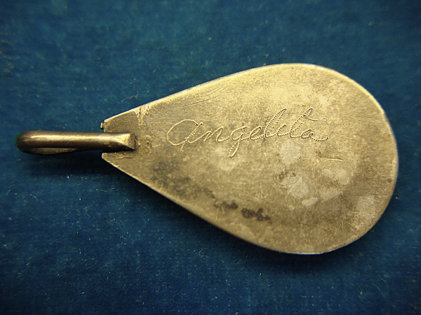 Vintage Angelita Native American Silver Turquoise & Coral Pendant