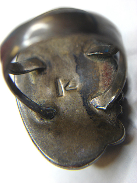 Vintage Native American Silver Ring with Large Turquoise Stone - Marked'IZ' (Size 6 1/4)