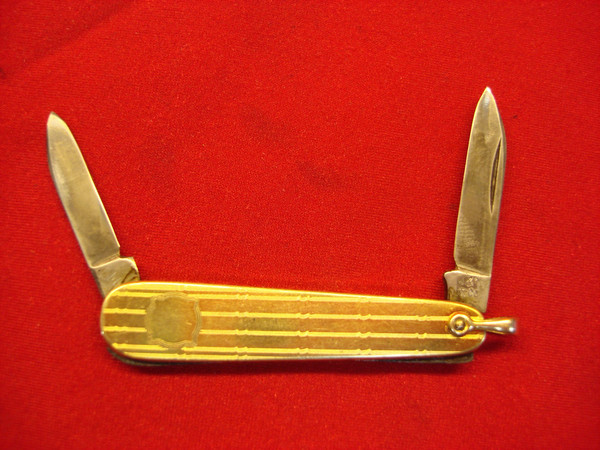 Vintage J.C. & Co. Two Blade Vest/Watch Chain Knife - Excellent Condition, GF Panels