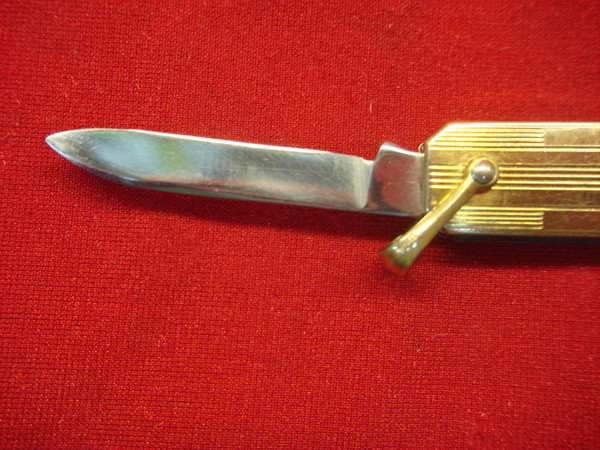 Vintage US Made Vest Pocket Knife - 2 Blades, Gold Tone Accents