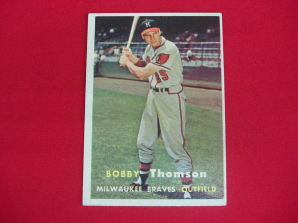 1957 Topps Bobby Thomson #262 Milwaukee Braves Baseball Card - Vintage Trading Card