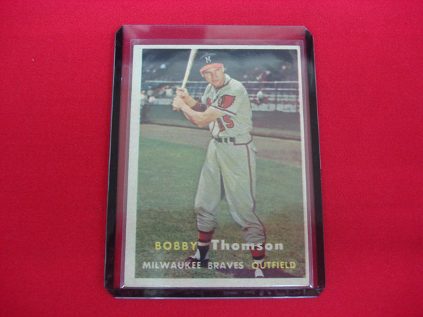 1957 Topps Bobby Thomson #262 Milwaukee Braves Baseball Card - Vintage Trading Card