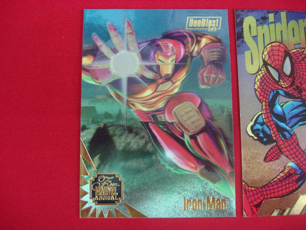 1994 Spider-Man Power Blast #6 & 1995 Iron Man War Machine DuelBlast Foil Trading Card Duo