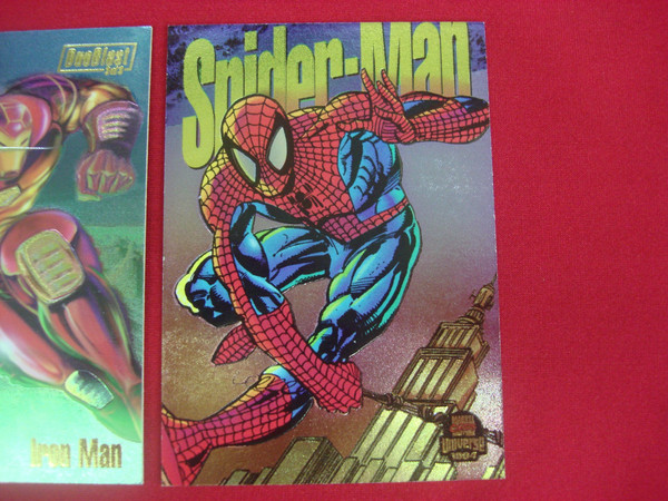 1994 Spider-Man Power Blast #6 & 1995 Iron Man War Machine DuelBlast Foil Trading Card Duo