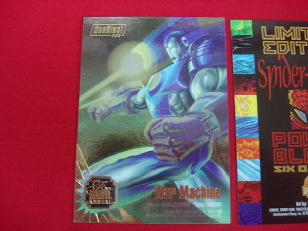 1994 Spider-Man Power Blast #6 & 1995 Iron Man War Machine DuelBlast Foil Trading Card Duo
