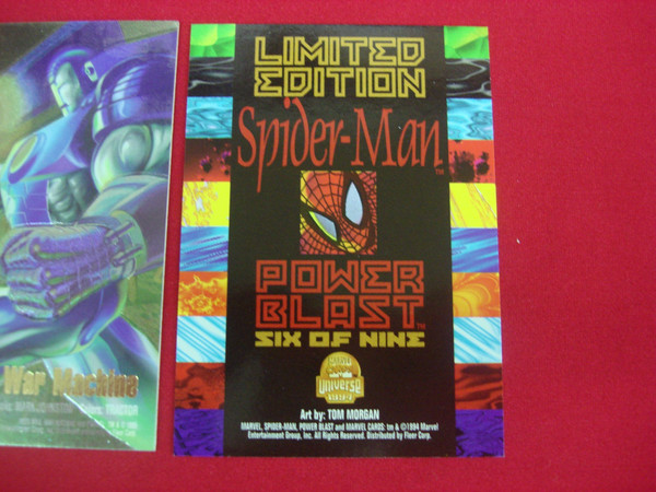 1994 Spider-Man Power Blast #6 & 1995 Iron Man War Machine DuelBlast Foil Trading Card Duo