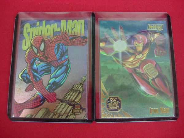 1994 Spider-Man Power Blast #6 & 1995 Iron Man War Machine DuelBlast Foil Trading Card Duo