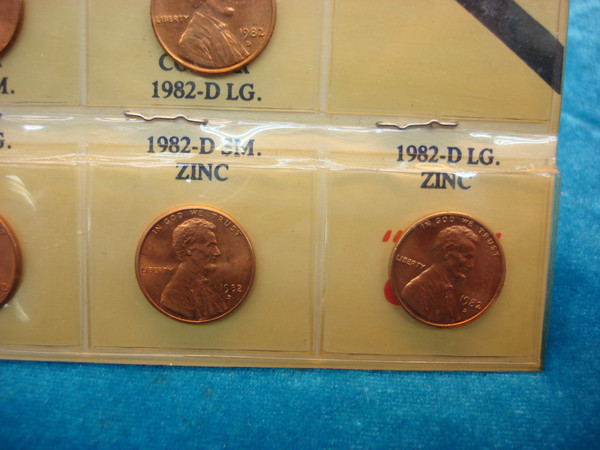 1982 Lincoln Cents Variety Set (7-PC) - Uncirculated P & D - Copper & Zinc