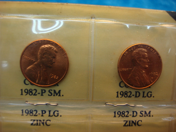 1982 Lincoln Cents Variety Set (7-PC) - Uncirculated P & D - Copper & Zinc
