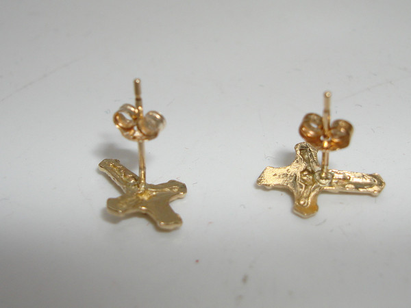 10K Gold Crucifix Earrings - Elegant & Lightweight Everyday Wear