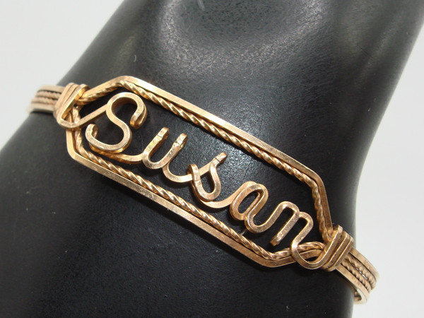 Vintage 1960s-70s Rose Gold Filled Name Bracelet for Susan - Unique Engraved Gift