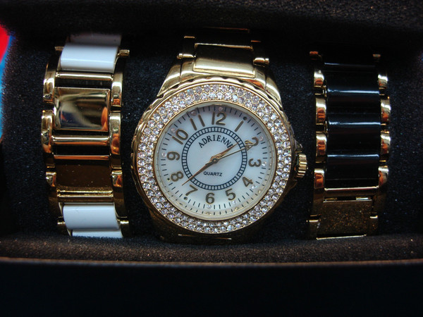 Adrienne Quartz Wristwatch with 3 Interchangeable Bracelets - New in Box