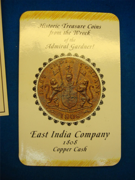 1808 East India Company Cash Coin from Admiral Gardner Wreck - Littleton Coin Co. (Info Folder)