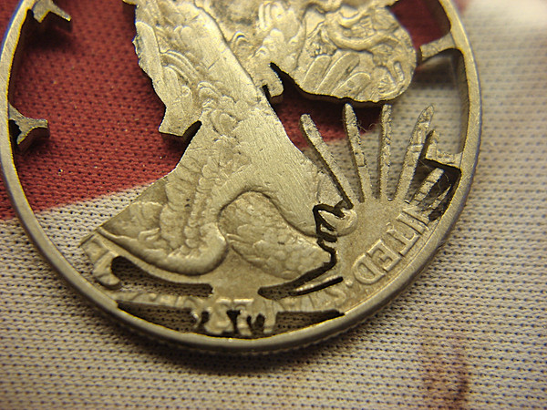 Vintage 1941 Walking Liberty Half Dollar Pendant - Cut-Out Design .900 Fine Silver