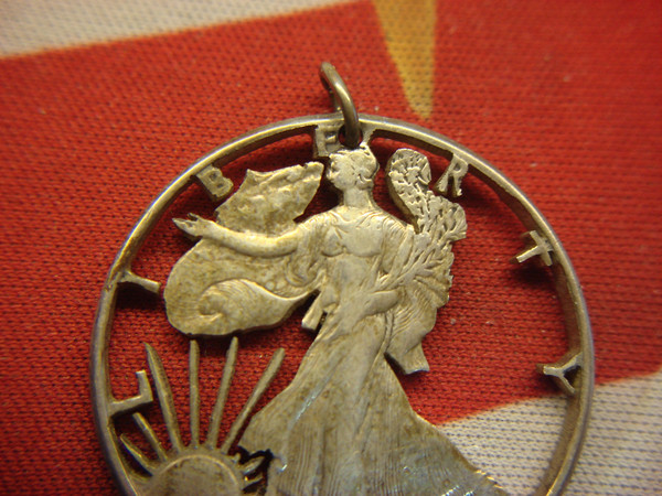 Vintage 1941 Walking Liberty Half Dollar Pendant - Cut-Out Design .900 Fine Silver