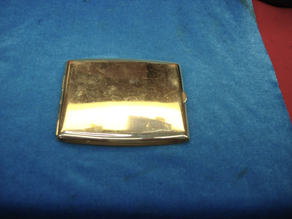 Vintage Engraved Cigarette Case - Oriental Mountain Scene, Stainless Steel or Nickel
