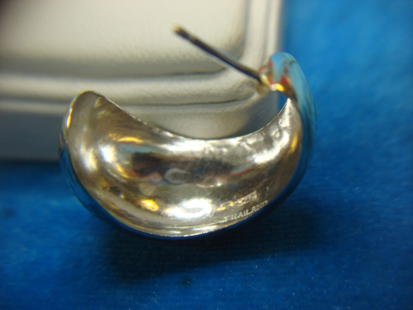 Sterling Silver Half Hoop Earrings - Unique Pattern Design | .925 Silver, Pre-Owned