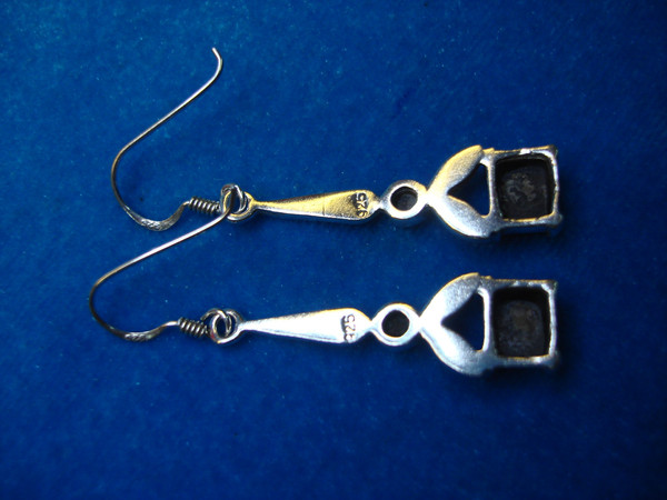 Sterling Silver Onyx & Marcasite Dangle Earrings - Pre-Owned Elegance