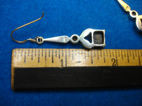 Sterling Silver Onyx & Marcasite Dangle Earrings - Pre-Owned Elegance