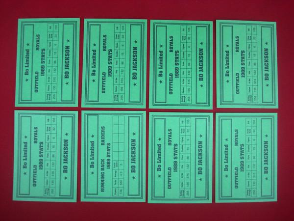 Bo Jackson Limited Broder Type Baseball & Football Card Set (8 Cards)