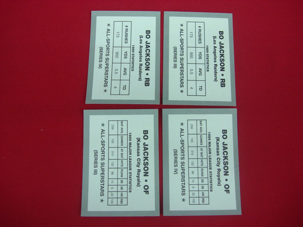 Bo Jackson All-Sports Superstars Trading Card Lot (4 Cards) - Raiders & Royals