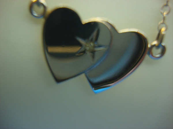 Sterling Silver Double Heart Diamond Pendant Necklace - Pre-Owned, Excellent Condition