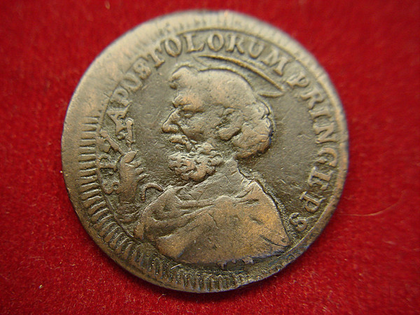 1797 Italian States St. Peter 2 1/2 Baiocchi Copper Coin - Historical Artifact