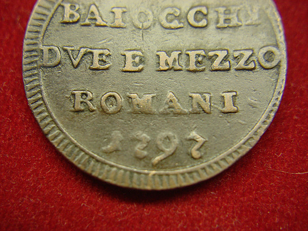 1797 Italian States St. Peter 2 1/2 Baiocchi Copper Coin - Historical Artifact