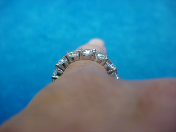 Sterling Silver Diamond Simulant Ring - Size 9, Sparkling Band