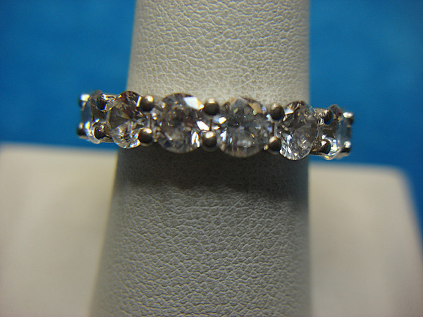 Sterling Silver Diamond Simulant Ring - Size 9, Sparkling Band