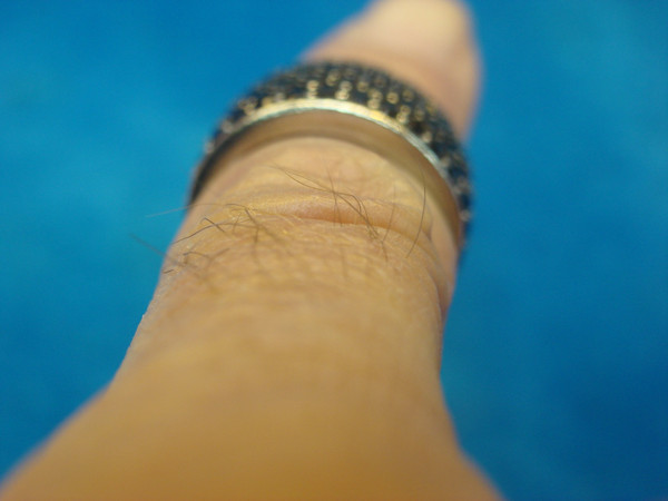 Sterling Silver Black Stone Band Ring - Size 6, Pre-Owned