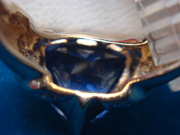 Sterling Silver & Gold Vermeil Purple Trillion Ring (Size 7) - Pre-Owned