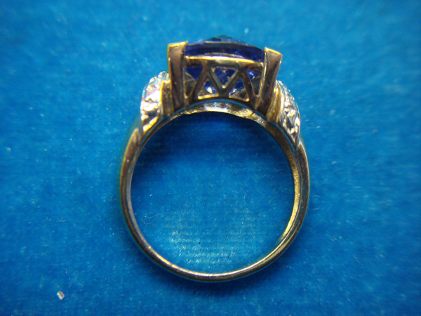 Sterling Silver & Gold Vermeil Purple Trillion Ring (Size 7) - Pre-Owned