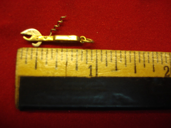 Vintage 14K Yellow Gold Art Deco Can Opener/Corkscrew Charm - Unique & Charming