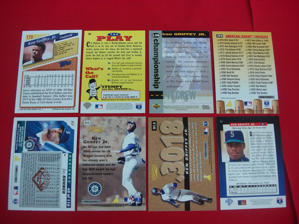 Ken Griffey Jr. Rookie Card Parallel Lot (Topps, UD, Score, Pinnacle) - 8 Cards