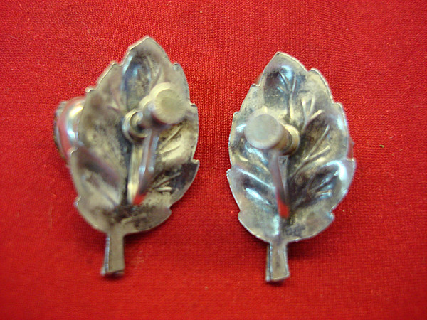 Vintage Sterling Silver Leaf Earrings with Golden Citrine - 1.25