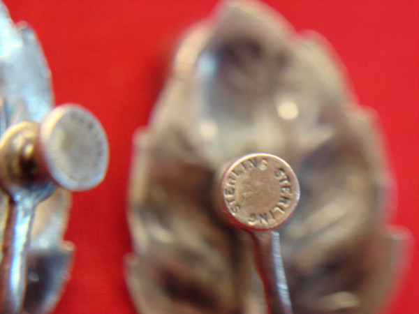 Vintage Sterling Silver Leaf Earrings with Golden Citrine - 1.25