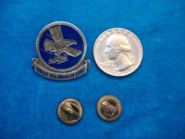 Vintage WWII USAAAF 1st Troop Carrier Command Sterling Silver Lapel Pin - Eagle & Soldier Enamel