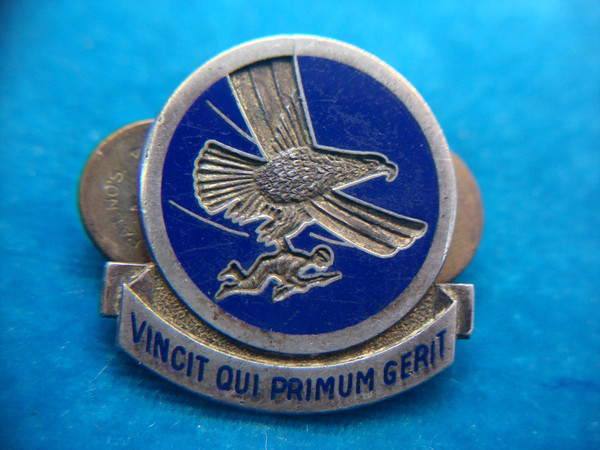 Vintage WWII USAAAF 1st Troop Carrier Command Sterling Silver Lapel Pin - Eagle & Soldier Enamel