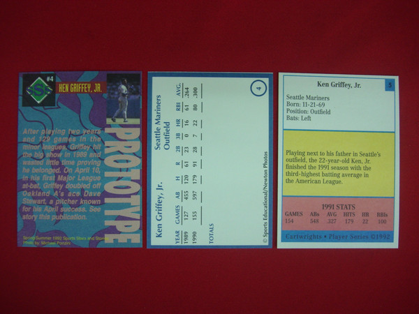 Ken Griffey Jr. 3-Card Promo Set: 1991 Sports Educational, SSS Prototype & Cartwright's Choice