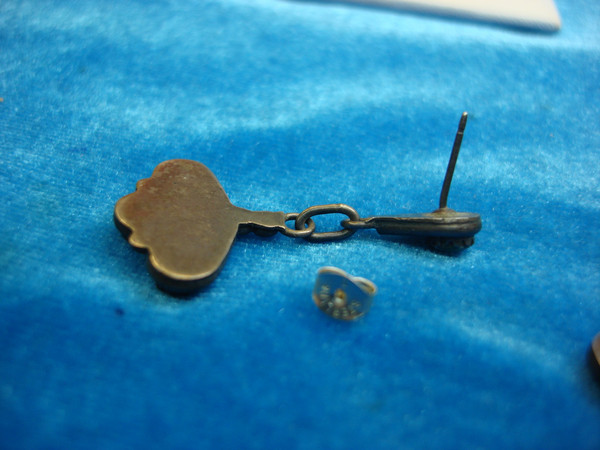 Vintage Zuni Silver & Turquoise Dangle Earrings - 1 3/8