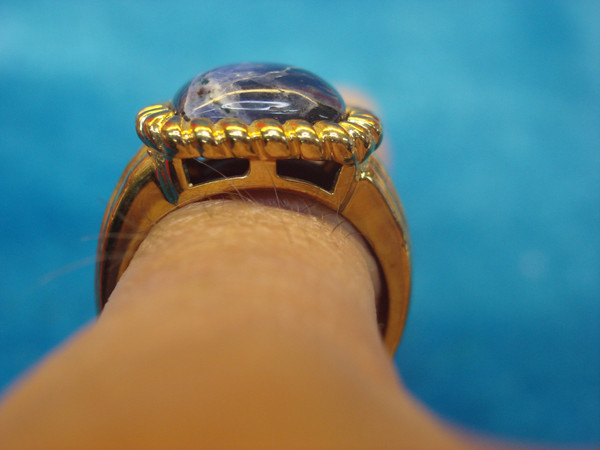 Stunning Gold Vermeil & Sodalite Ring (Size 8.5) - Like New
